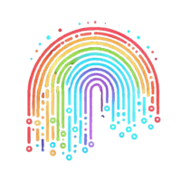 The logo for MetaWave Dynamics, featuring a stylized rainbow made of parallel lines ending in bubbles or zeros.