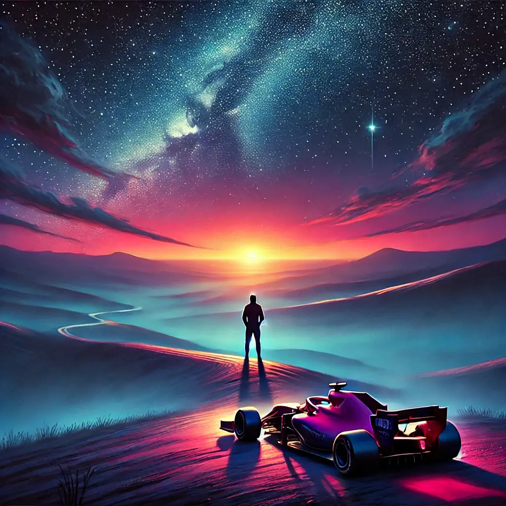 Beneath the stars, on the hill they stay,
A pink car poised to chase the day.
Toward the sunrise, dreams ignite,
A journey of courage into the light.